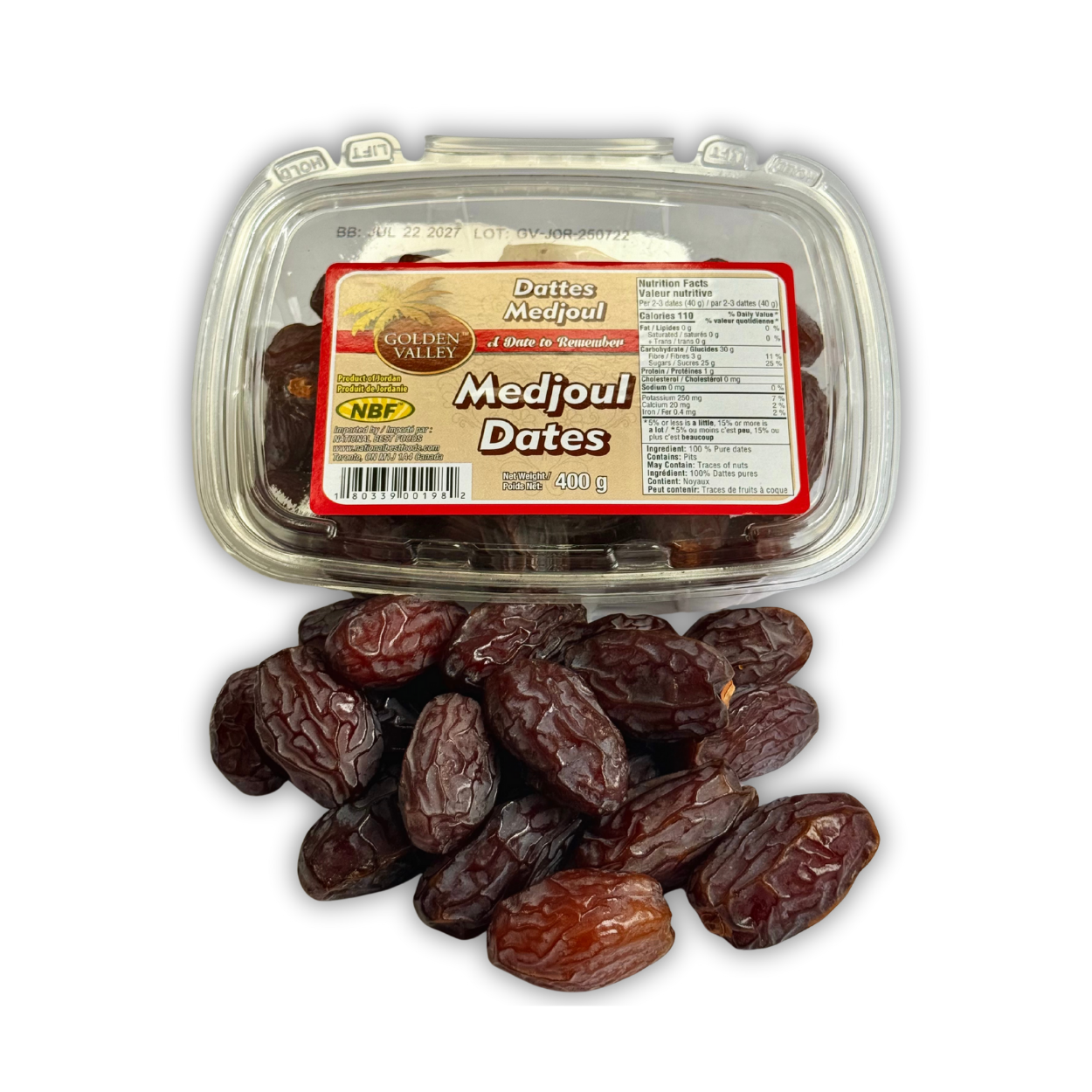Golden Valley Jordan Medjool Dates 12 x 400 G