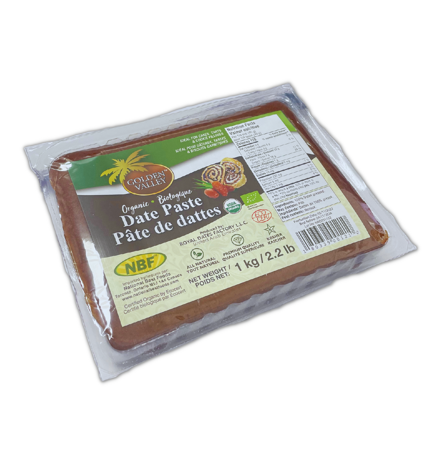 Organic Golden Valley Date Paste 12 x 1 KG